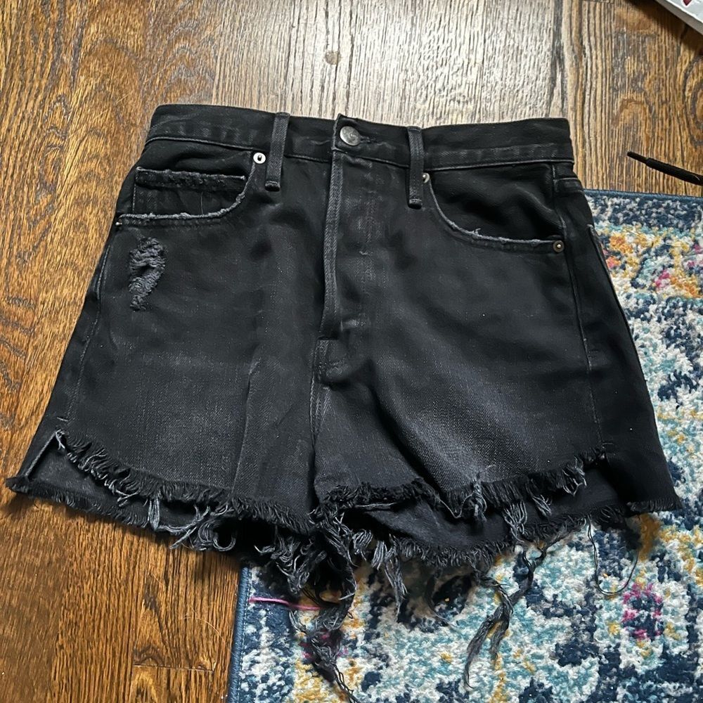 Frame Denim le original high rise black shorts